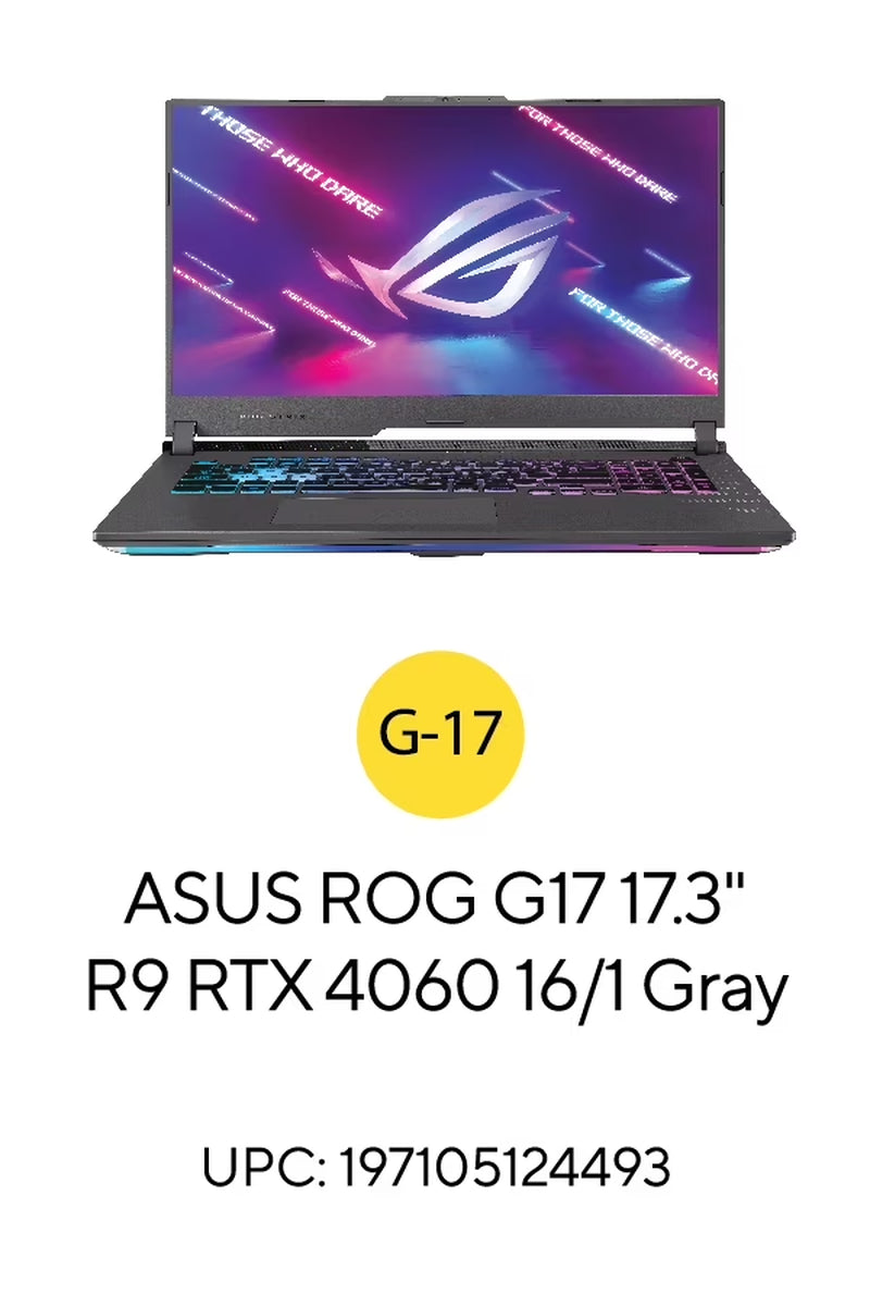 ASUS ROG Strix G17 (2023) 17.3” QHD 240Hz Gaming Laptop, AMD Ryzen 9-7845HX, NVIDIA Geforce RTX 4060, 16GB DDR5 RAM, 1TB SSD, Windows 11, G713PV-WS94