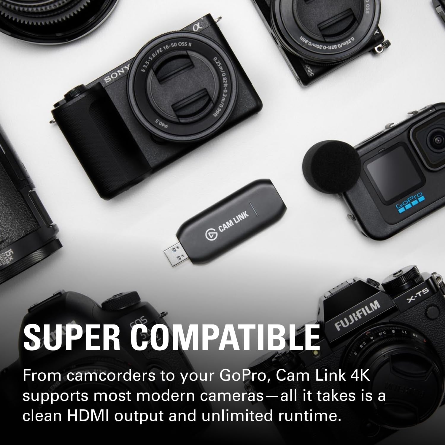 Cam Link 4K Capture Card for DSLR, Camcorder, Action Cam | HDMI to USB 3.0, Stream in 1080P60 or 4K30/60, Ultra-Low Latency, Works with OBS, Zoom, Discord, Pc/Mac/Ipad Compatible