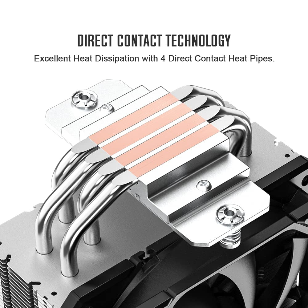 SE-224-XTS CPU Air Cooler, 4 Heatpipes, 120Mm High-Efficient Fan | Intel LGA1700/115X/1200 & AMD AM4/AM5 Sockets for Desktop PC, Full Memory Clearance, 220W
