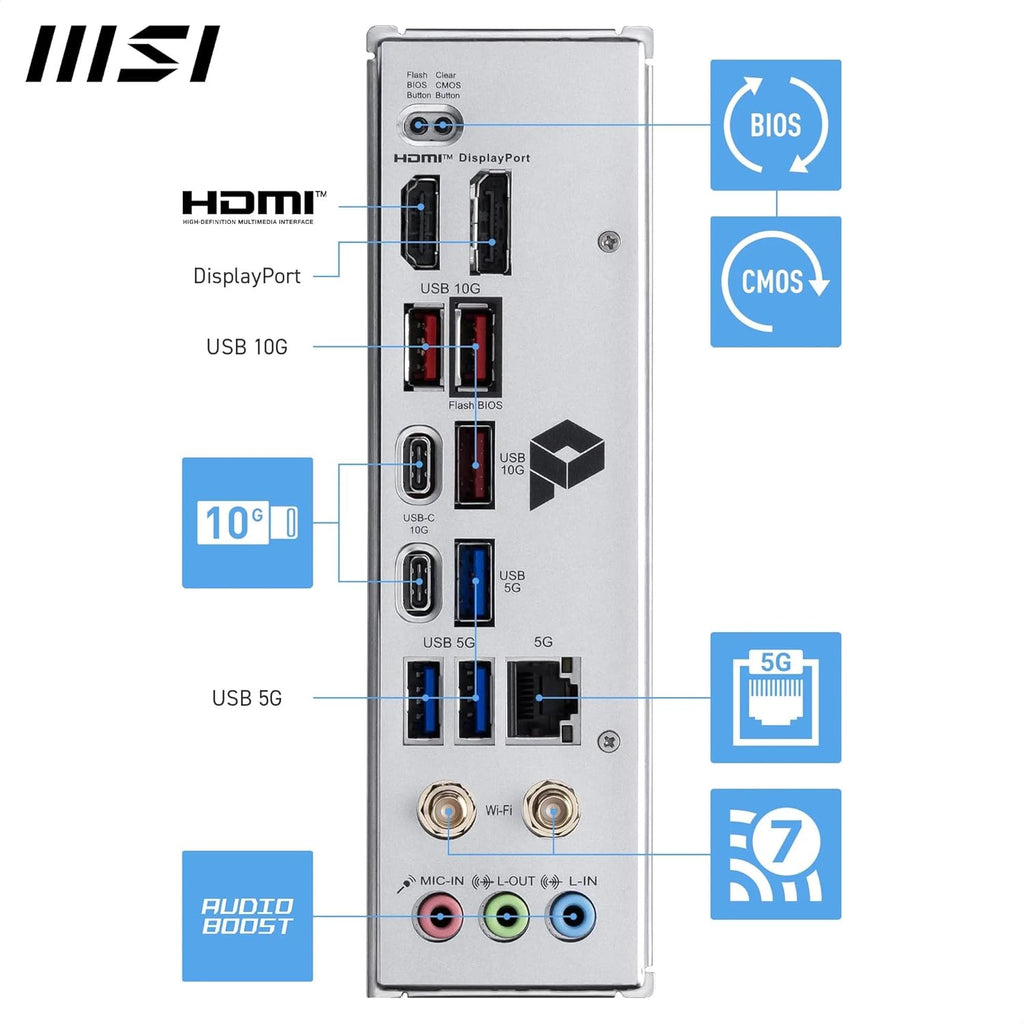MSI PRO B850M-A Wifi Motherboard, Matx - Supports AMD Ryzen 9000/8000 / 7000 Processors, AM5 - DDR5 Memory Boost (8200+ Mt/S OC), Pcie 5.0 X16 & 4.0 X4, M.2 Gen5, Wi-Fi 7, 5G LAN