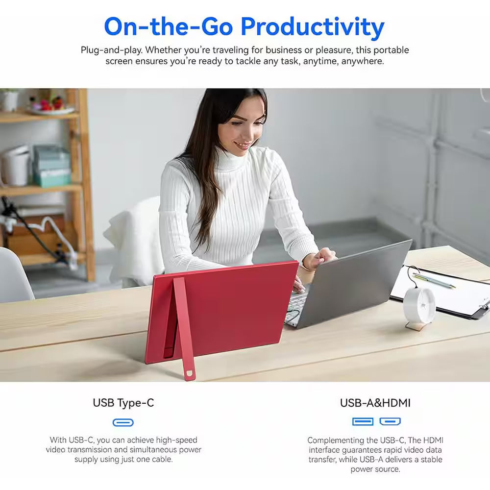 Portable Monitor, 1920 * 1200P IPS Laptop Monitor with USB-C, Freesync HDMI Gaming Monitor