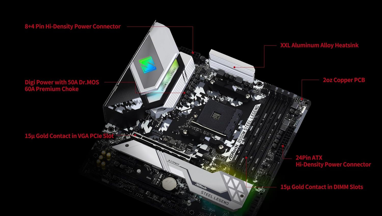 B550M Steel Legend Supports 3Rd Gen AMD AM4 Ryzen™ / Future AMD Ryzen™ Processors Motherboard