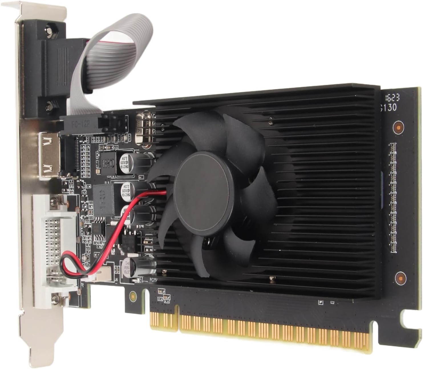 GT610 Graphics Card, 2GB 64Bit DDR3 Computer Gaming Graphics Card, DVI VGA, PCI Express 1.1 X 16, Single Cooling Fan, for Computer Desktop