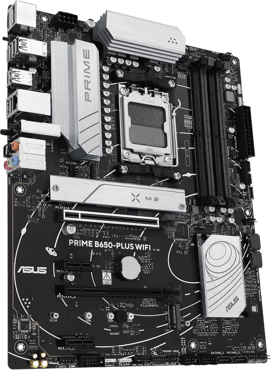 ASUS Prime B650-PLUS Wifi AMD B650 AM5 Ryzen™ Desktop 9000 8000 & 7000 ATX Motherboard, DDR5, Pcie 5.0 M.2, 2.5Gb LAN, Wifi 6E, HDMI™, SATA 6 Gbps, USB Type-C®, BIOS Flashback™, Thunderbolt™ 4 Header