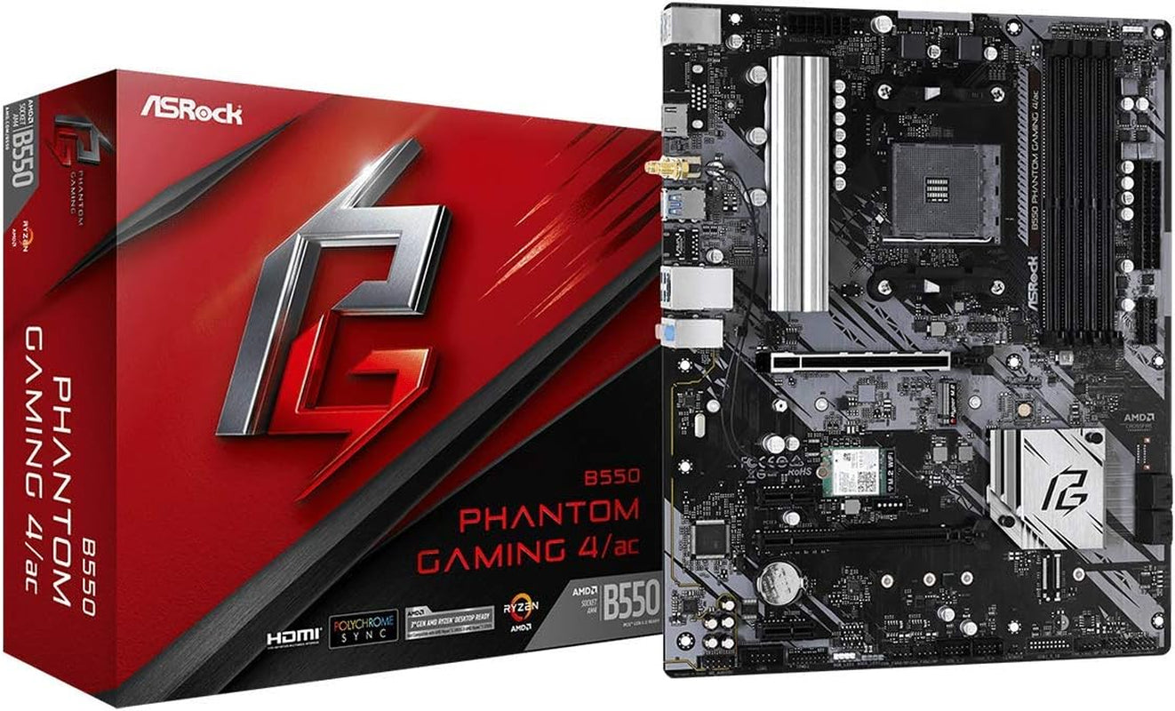 B550 Phantom Gaming 4 AC Supports 3Rd Gen AMD AM4 Ryzen™ / Future AMD Ryzen™ Processors Motherboard