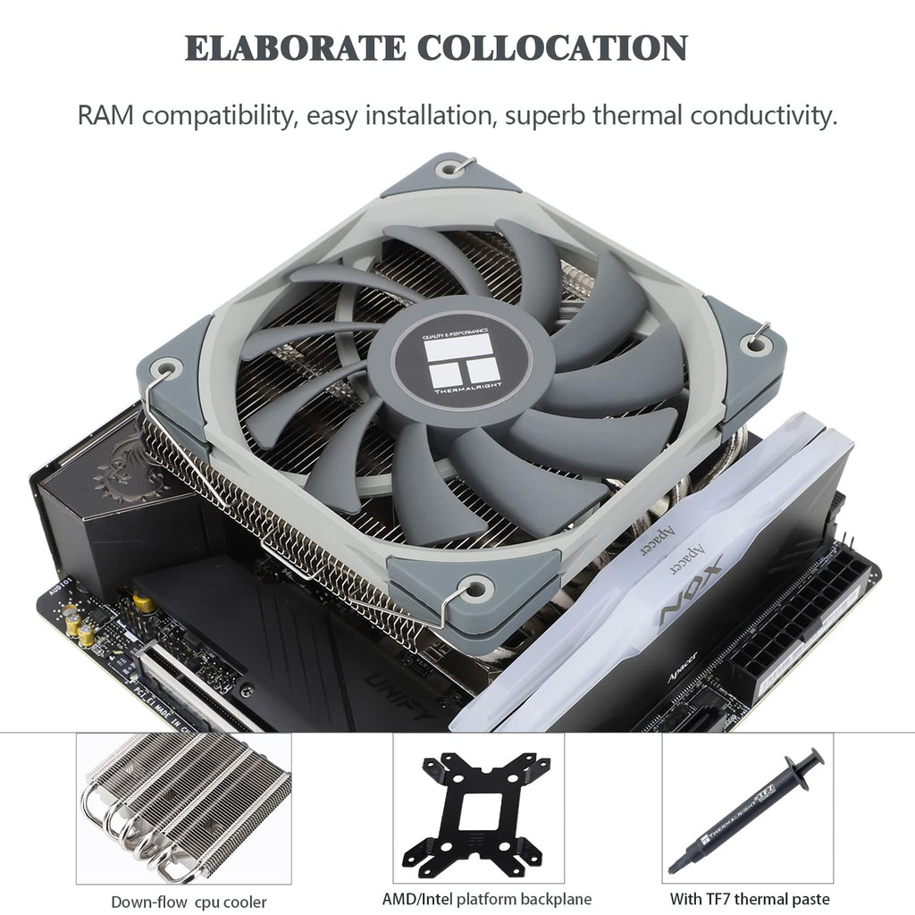 AXP120-X67 Low Profile CPU Air Cooler with Quite 120Mm TL-C12015 PWM Fan, 6 Heat Pipes, 67Mm Height Cooling, for AM4/ Am5,Intel LGA 1700/1851/1150/1151/1200/2011