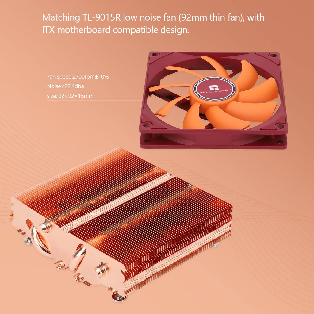 AXP90 X47 Full Low Profile CPU Cooler, 47Mm Height, with TL-9015R Slim PWM CPU Fan,Pure Copper Version, Computer ITX Heatsink Cooler, for AMD:AM4 Am5/Intel 1150/1151/1200/1700