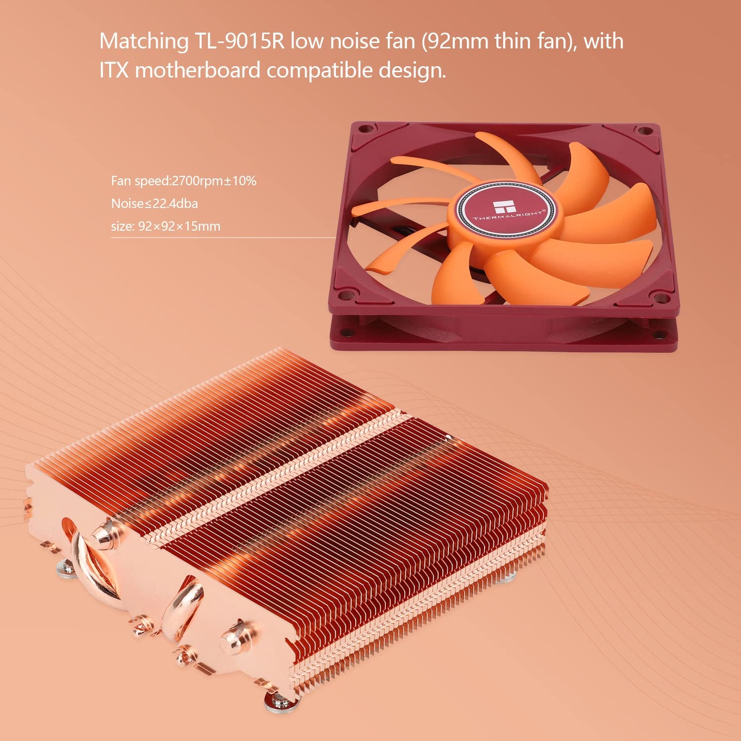 AXP90 X47 Full Low Profile CPU Cooler, 47Mm Height, with TL-9015R Slim PWM CPU Fan,Pure Copper Version, Computer ITX Heatsink Cooler, for AMD:AM4 Am5/Intel 1150/1151/1200/1700