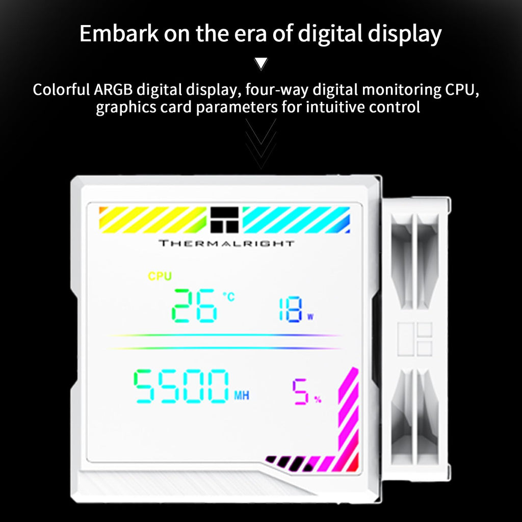 Thermalright Peerless Assassin 140 Digital White CPU Cooler, Double PWM Fans with 1850RPM Speed, Support Intel Lga1700/1851/115X/2011/1200,Amd:Am4/Am5, Computer CPU Cooling,Digital Screen Top Cover