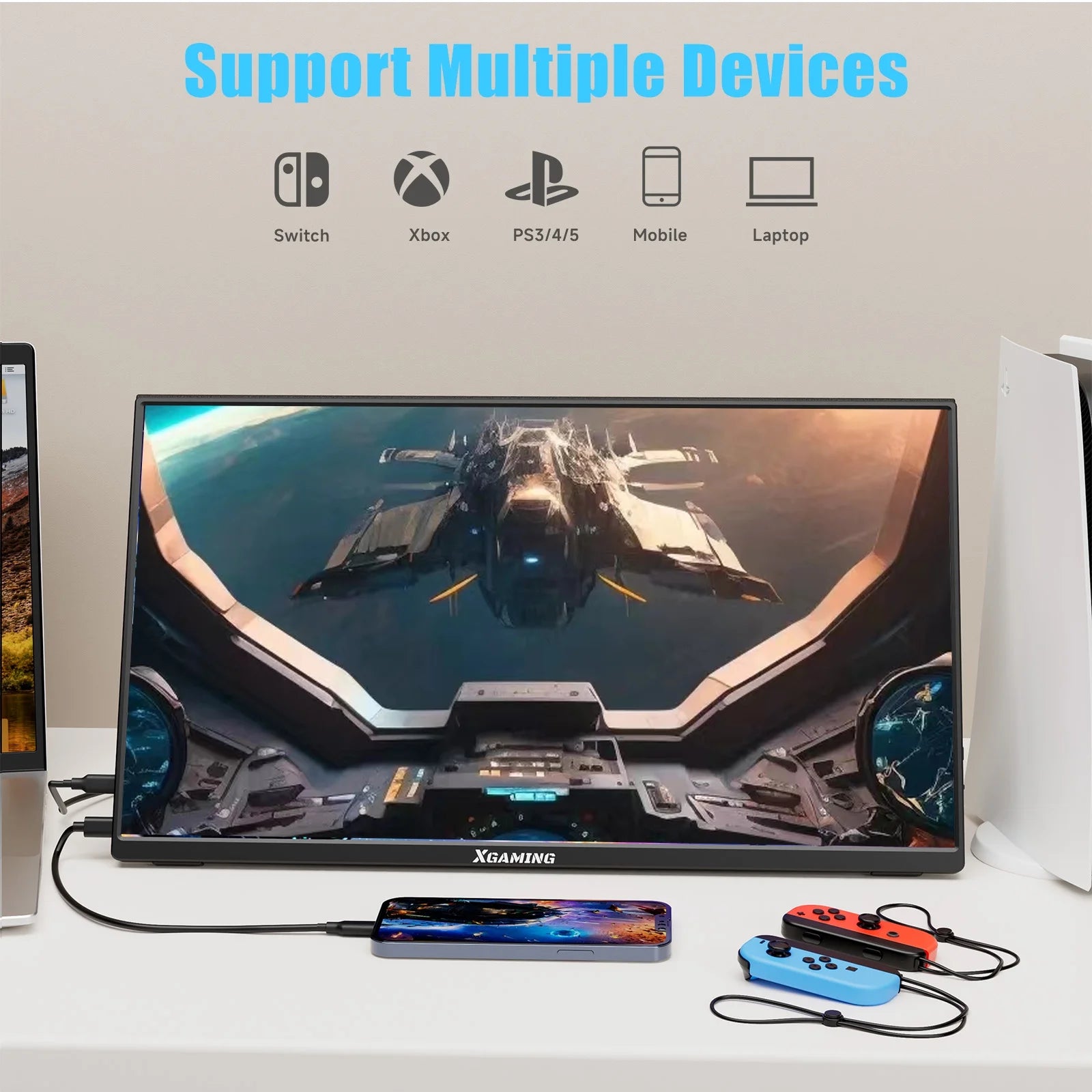 Xgaming 15.6'' Portable Monitor, 1080P FHD IPS Laptop Monitor with Case (Black)