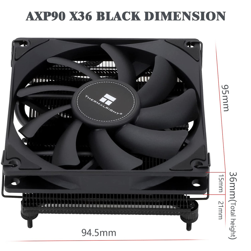 AXP90 X36 Black Low Profile CPU Cooler, with 92Mm TL-9015B Slim PWM Fan, ITX CPU Cooler, AGHP Technology, 36Mm Height,For AMD AM4 Am5/Intel 1150/1151/1155/1851/1200/1700(AXP90 X36 Black)