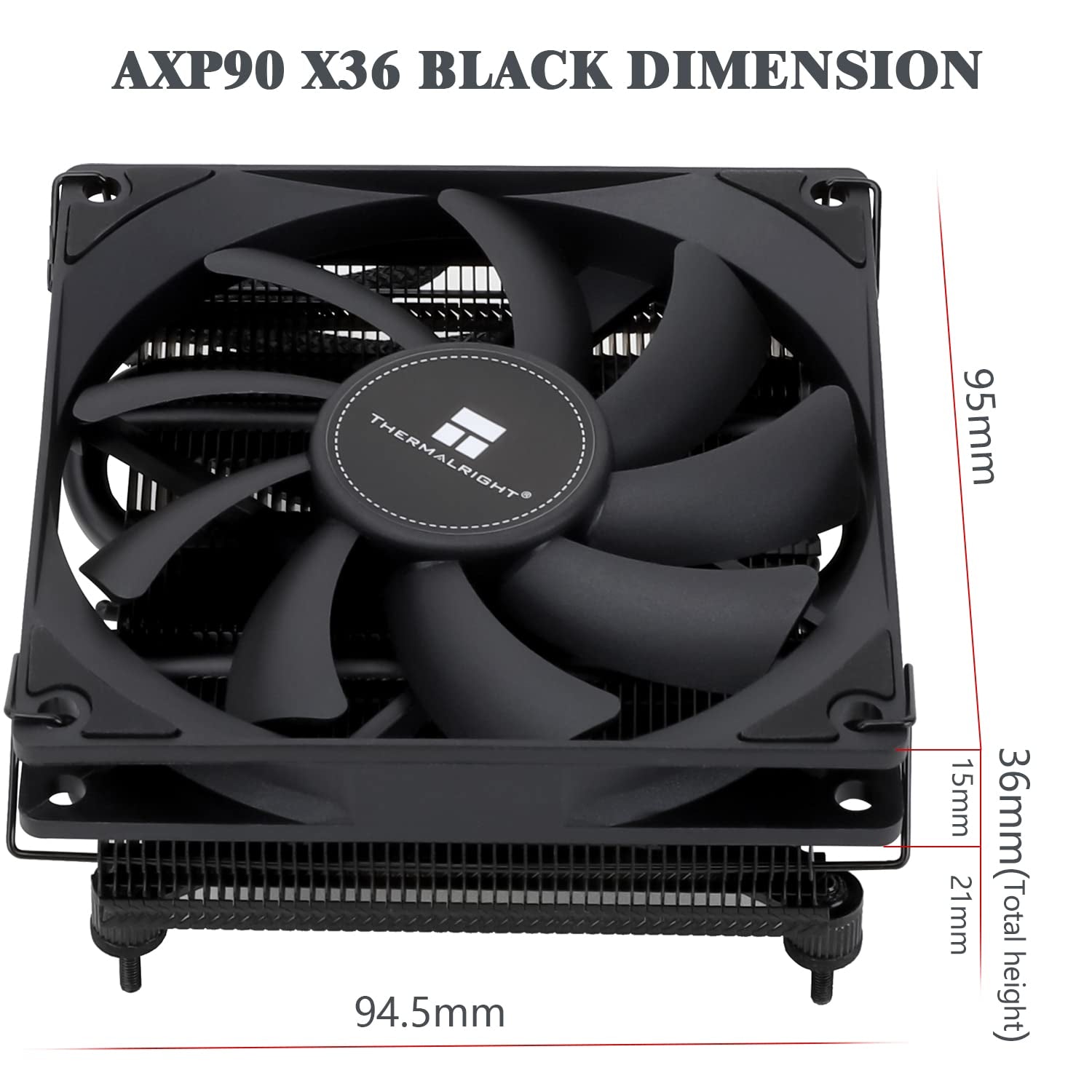 AXP90 X36 Black Low Profile CPU Cooler, with 92Mm TL-9015B Slim PWM Fan, ITX CPU Cooler, AGHP Technology, 36Mm Height,For AMD AM4 Am5/Intel 1150/1151/1155/1851/1200/1700(AXP90 X36 Black)