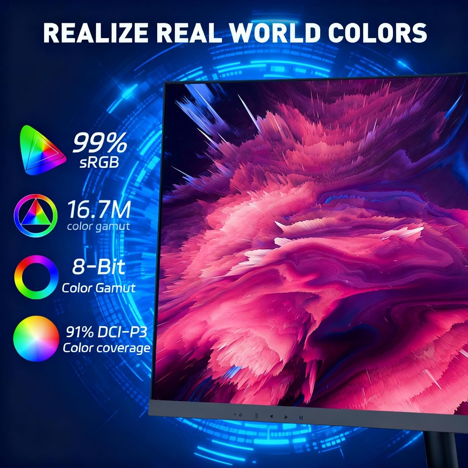 24 Inch Gaming Monitor, FHD 1080P IPS 100Hz, 3Ms Response Time Computer Monitor, HDMI DP PC Monitor with Built-In Speakers, Low Blue Light, VESA Mount, Desktop Monitor for Laptop & Home Office