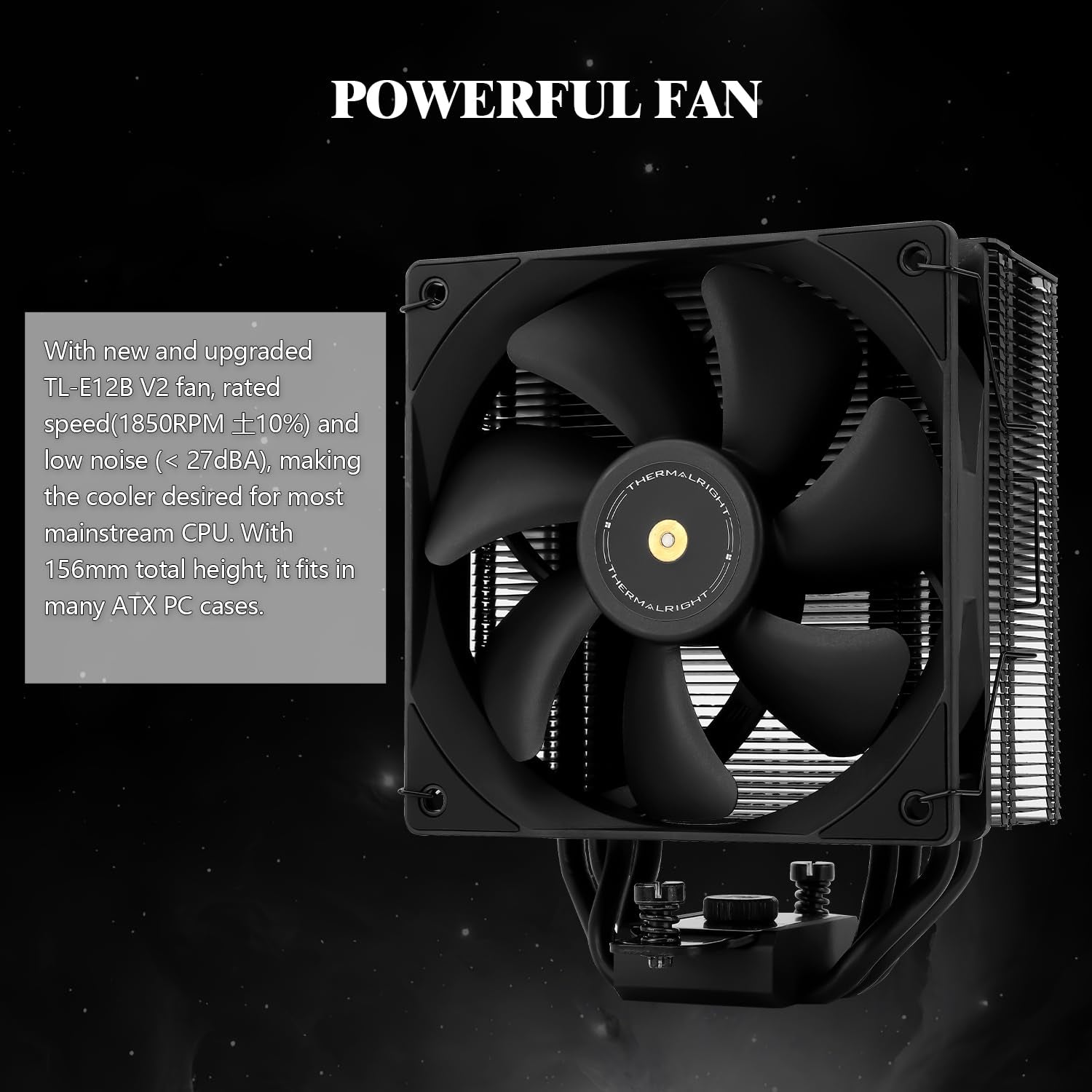 Assassin Spirit 120 EVO Dark CPU Cooler,Tl-E12B V2 PWM Quiet Fan with 1850RPM, Speed,Cpu Air Cooler, Computer Black Heatsink Cooling, Support Am4/Am5,Intel 1700/1851/1150/1151/1155/1200