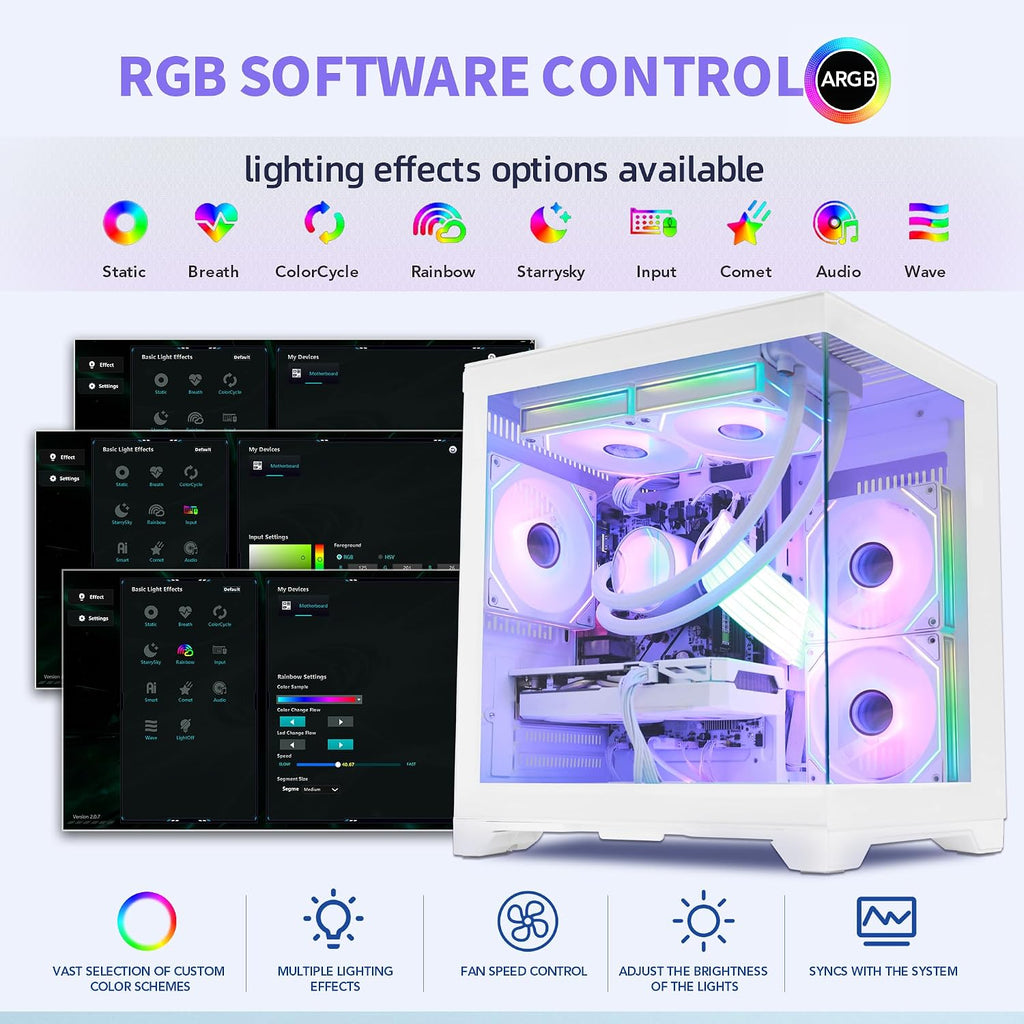 Gaming PC -AMD Ryzen 7 5700X 3.4 Ghz- RX 6500XT 4GB-16GB DDR4 RAM-1TB Pcie SSD-240 Liquid Cooler -Wifi &Bluetooth -ARGB Fans with Software Control-Windows 11 Desktop Computer-White