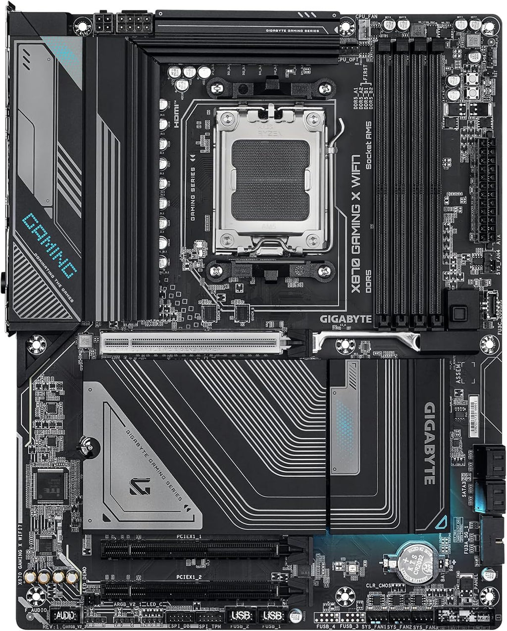 GIGABYTE X870 Gaming X WIFI7 AMD AM5 LGA 1718 Motherboard, ATX, DDR5, 3X M.2, Pcie 5.0, USB4, WIFI7, 2.5Gbe LAN, Ez-Latch, 5-Year Warranty