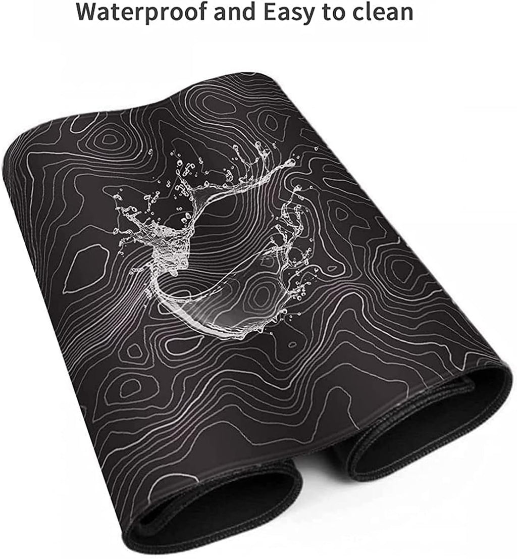 Large Mouse Pad Mat 35X17 Inch, XXXL Gaming Mouse Pad Topographic Map Lines | Extended Desk Mat with Non-Slip Rubber Base, Geographic Contour Topographic Design Mousepad for Gaming, Office, Laptop & PC