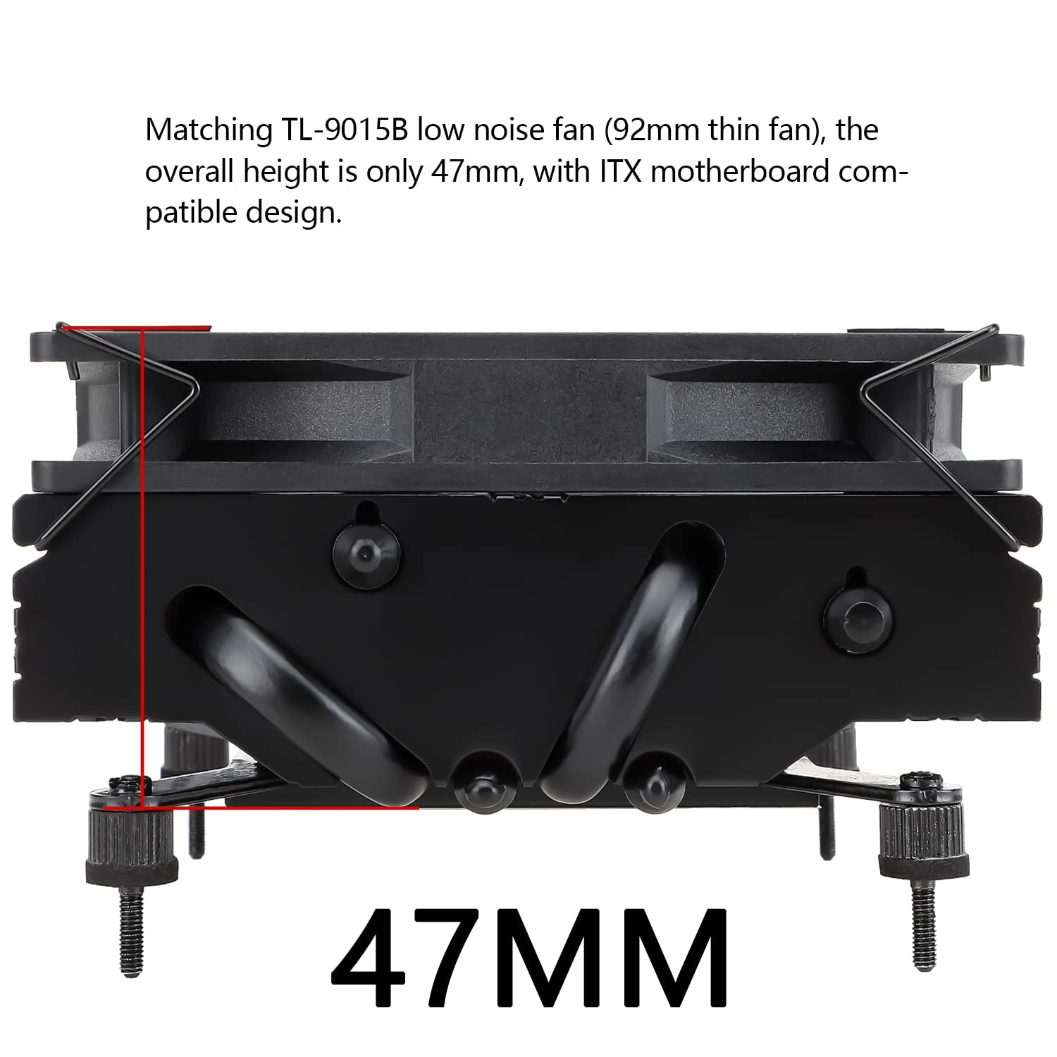 AXP90 X47 Black Low Profile CPU Air Cooler, 47Mm Height, TL-9015B Slim PWM CPU Fan, AGHP Technology, Computer ITX CPU Heatsink Cooler, for AMD:AM4 Am5/Intel 1150/1151/1200/1700