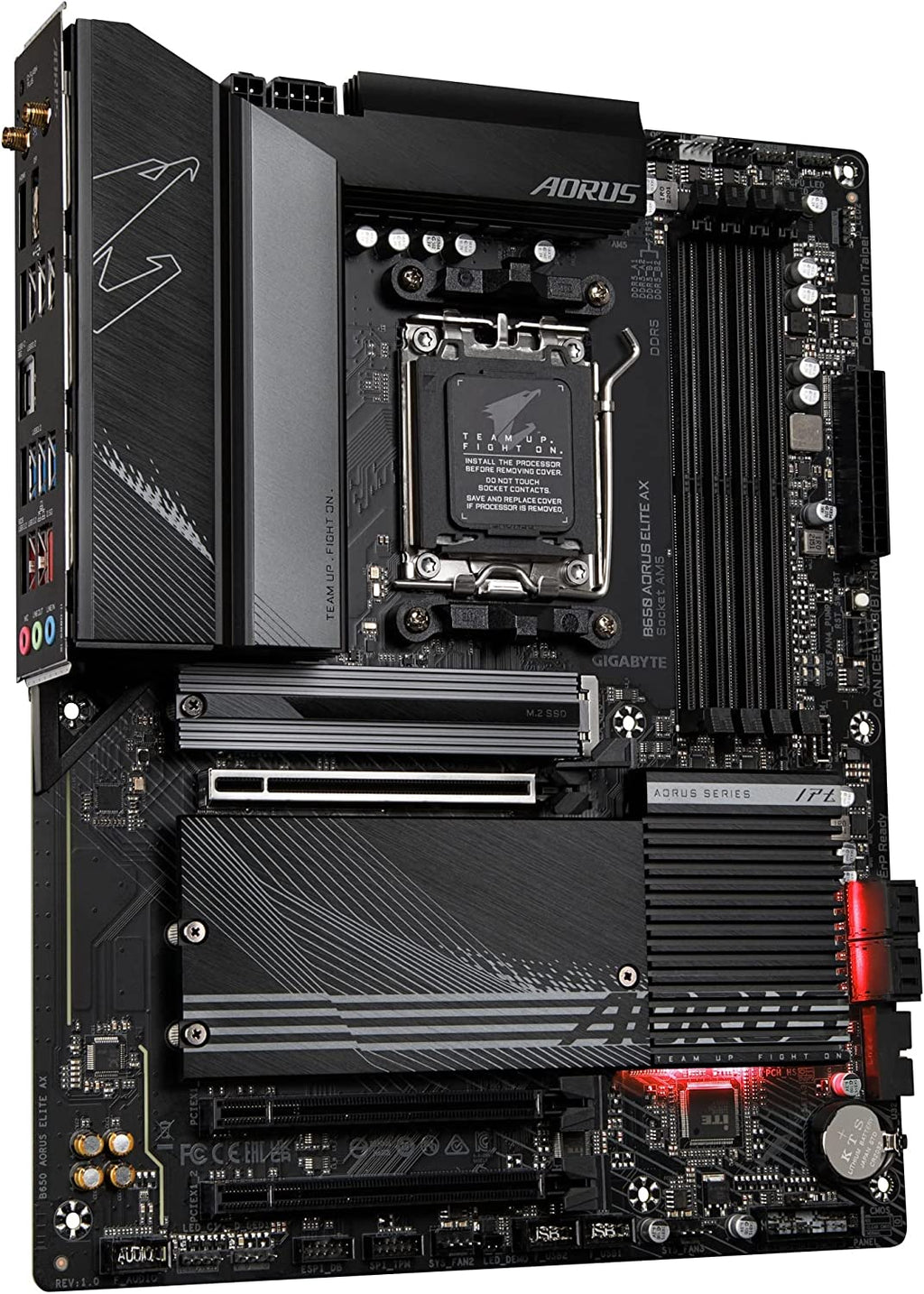 GIGABYTE B650 AORUS Elite AX AMD AM5 ATX Motherboard, Support Ryzen 9000/8000/7000 Series, DDR5, 14+2+1 Power Phase, Pcie 5.0 M.2, USB-C 3.2 Gen 2, WIFI6E, 2.5Gbe, Ez-Latch, Q-Flash, RGB Fusion