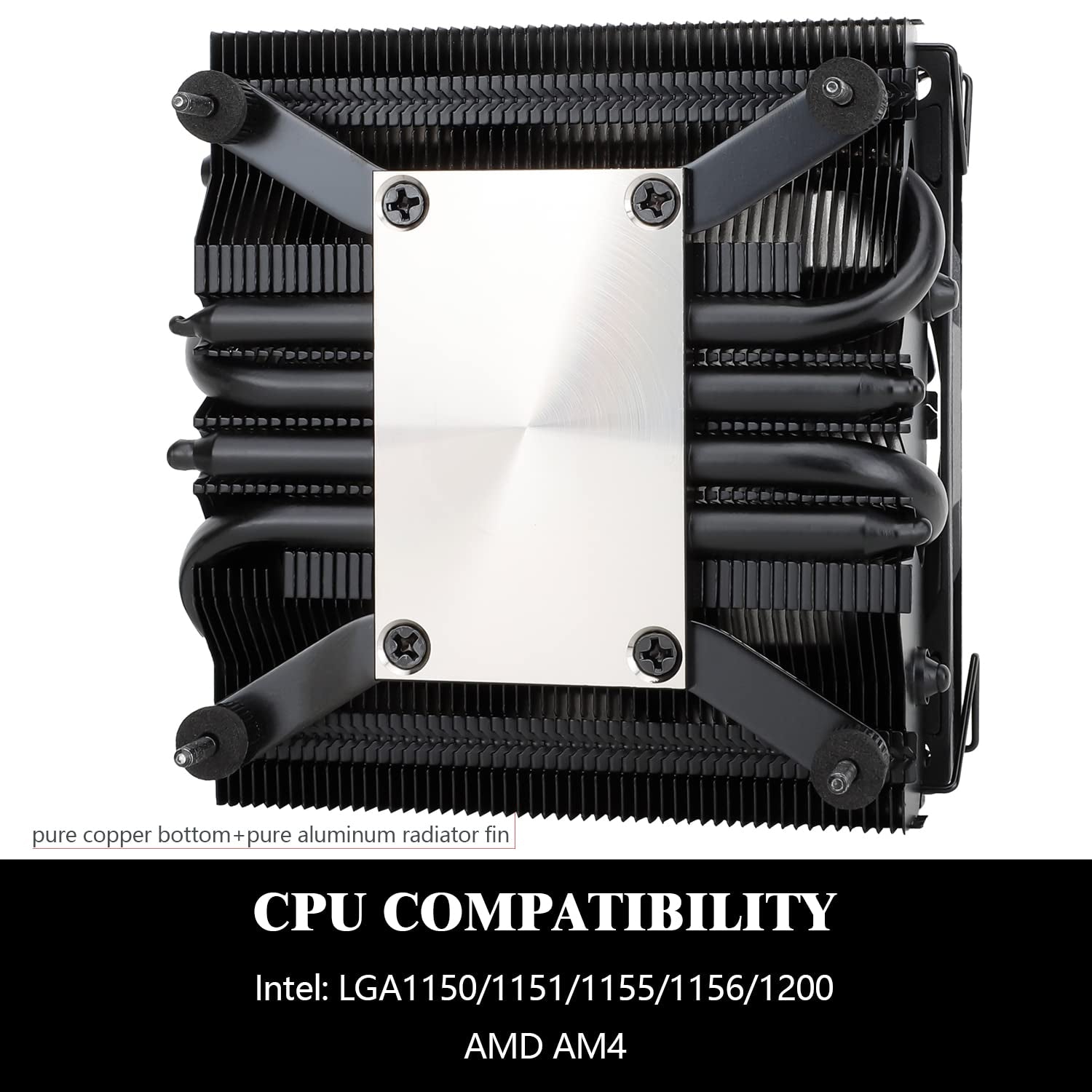 AXP90 X47 Black Low Profile CPU Air Cooler, 47Mm Height, TL-9015B Slim PWM CPU Fan, AGHP Technology, Computer ITX CPU Heatsink Cooler, for AMD:AM4 Am5/Intel 1150/1151/1200/1700