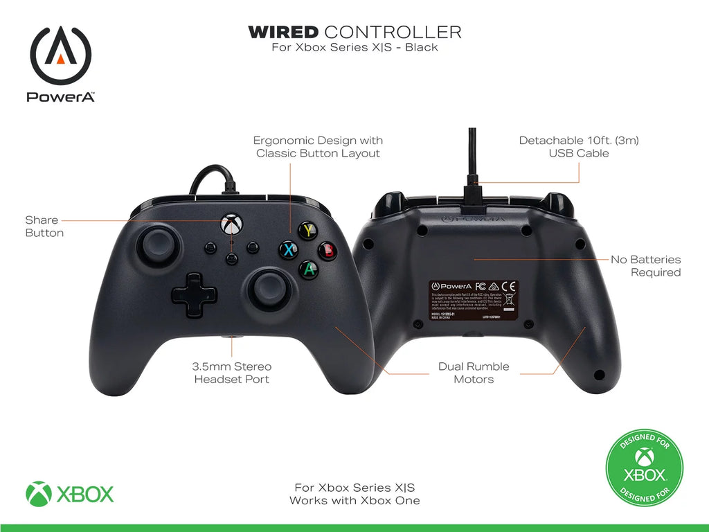 Powera Wired Controller for Xbox Series X|S - Black