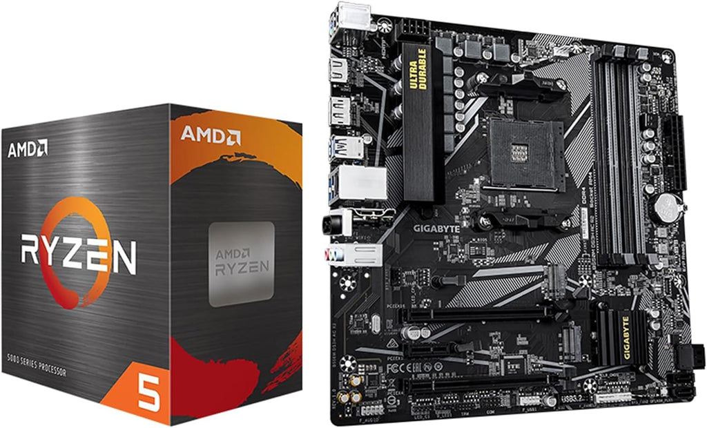 Micro Center AMD 5500 Processor with GIGABYTE B550M DS3H AC R2 Motherboard | CPU Motherboard Combo, AM4, DDR4, 2X M.2, WIFI5, Micro ATX, Windows 10/ 11 64-Bit Support