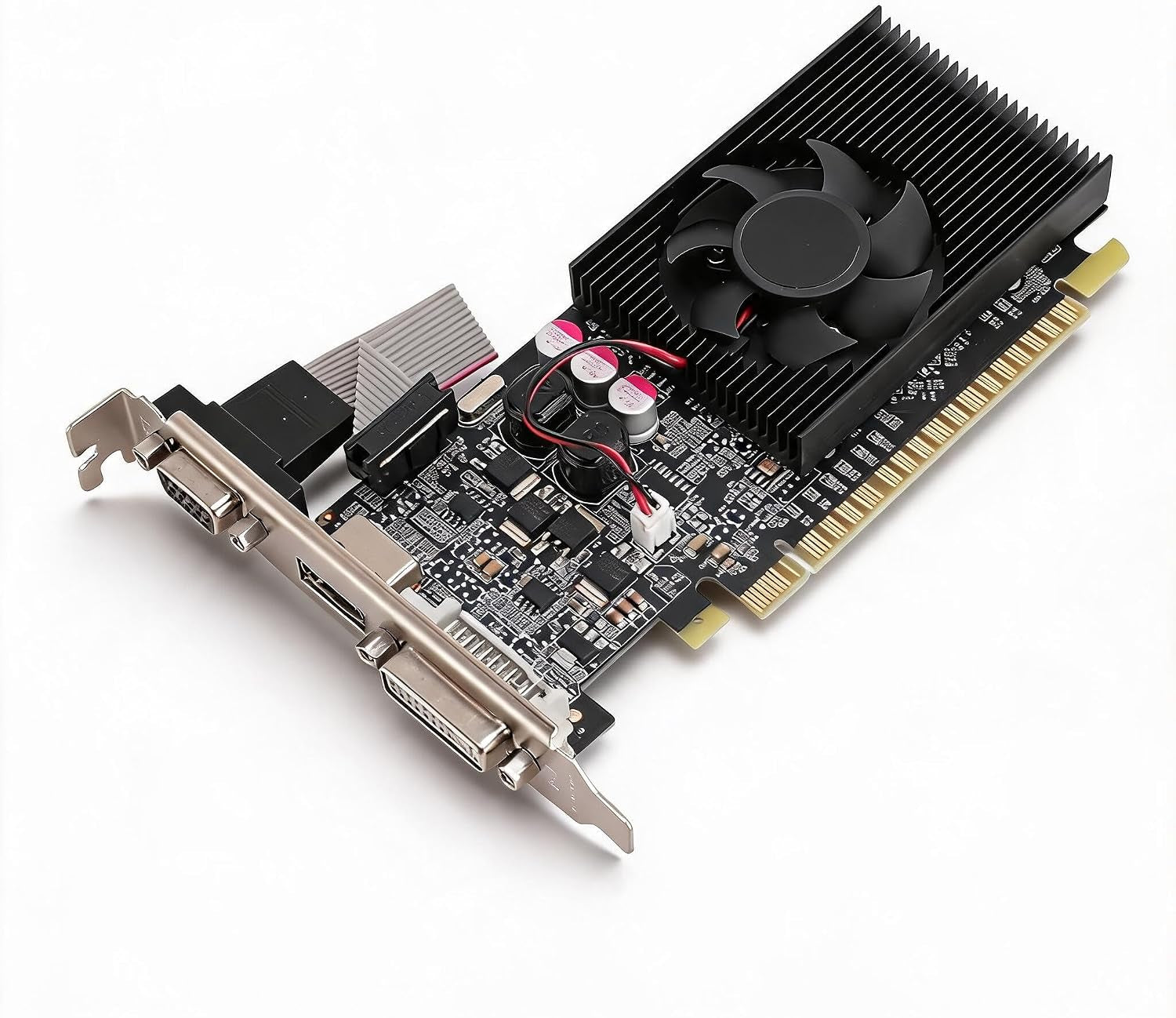 GT210 1GB DDR3 Graphics Card, 2560X1600 Resolution, DVI/VGA/HDMI Outputs, PCI Express with Built-In Fan, for Office and Gaming