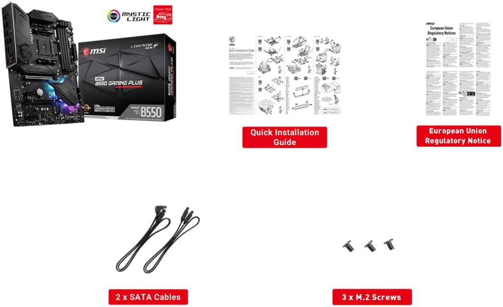 MSI MPG B550 Gaming plus V1 Gaming Motherboard (AMD Ryzen 5000, AM4, DDR4, Pcie 4.0, SATA 6Gb/S, M.2, USB 3.2 Gen 2, HDMI/DP, ATX)