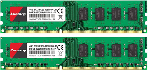 8GB (2X4Gb) DDR3 1600Mhz DIMM PC3-12800 UDIMM Non-Ecc CL11 240-Pin 1.35V/1.5V Desktop Computer RAM Memory Upgrade Kit