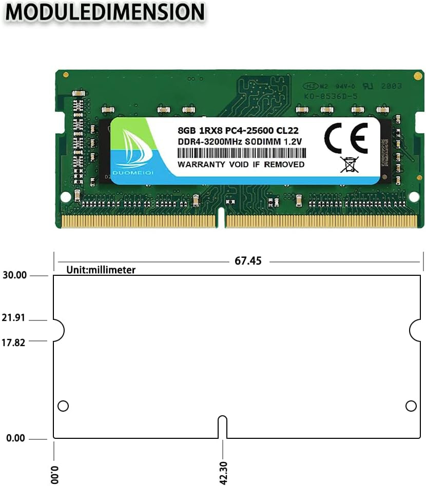 DUOMEIQI 16GB Kit (2X8Gb) DDR4 3200 Mhz SODIMM PC4-25600 (PC4-3200AA) 1.2V CL22 260-Pin Non-Ecc Laptop RAM Memory Module