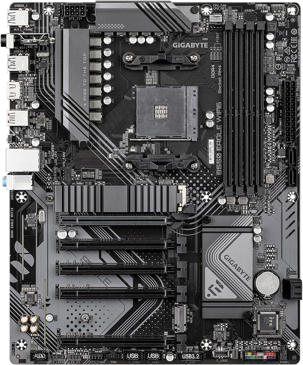 GIGABYTE B550 Eagle WIFI6 AMD AM4 ATX Motherboard, Supports Ryzen 5000/4000/3000 Processors, DDR4, 10+3 Power Phase, 2X M.2, Pcie 4.0, USB-C, WIFI6, Gbe LAN, Pcie Ez-Latch, Ez-Latch, RGB Fusion