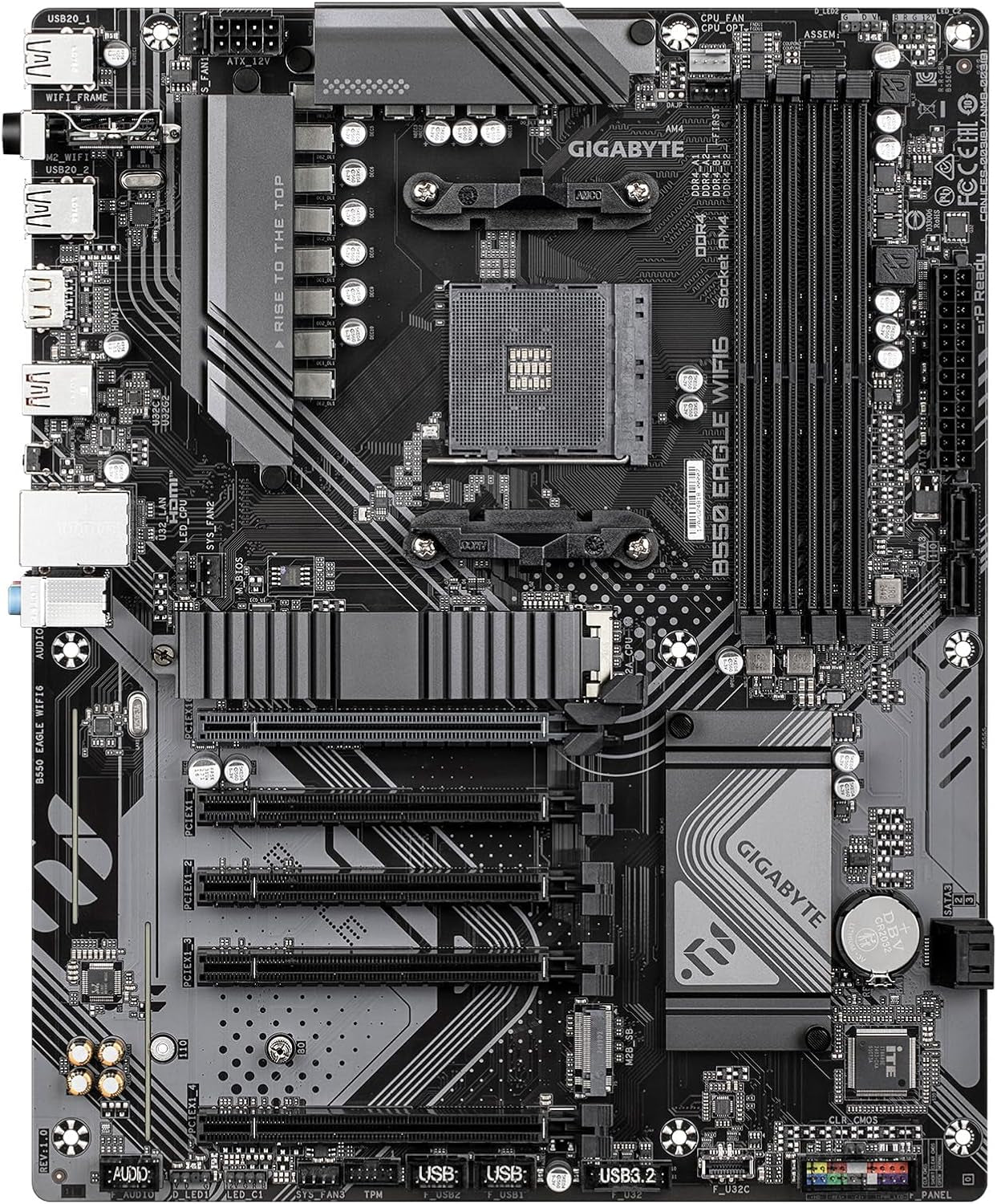 GIGABYTE B550 Eagle WIFI6 AMD AM4 ATX Motherboard, Supports Ryzen 5000/4000/3000 Processors, DDR4, 10+3 Power Phase, 2X M.2, Pcie 4.0, USB-C, WIFI6, Gbe LAN, Pcie Ez-Latch, Ez-Latch, RGB Fusion