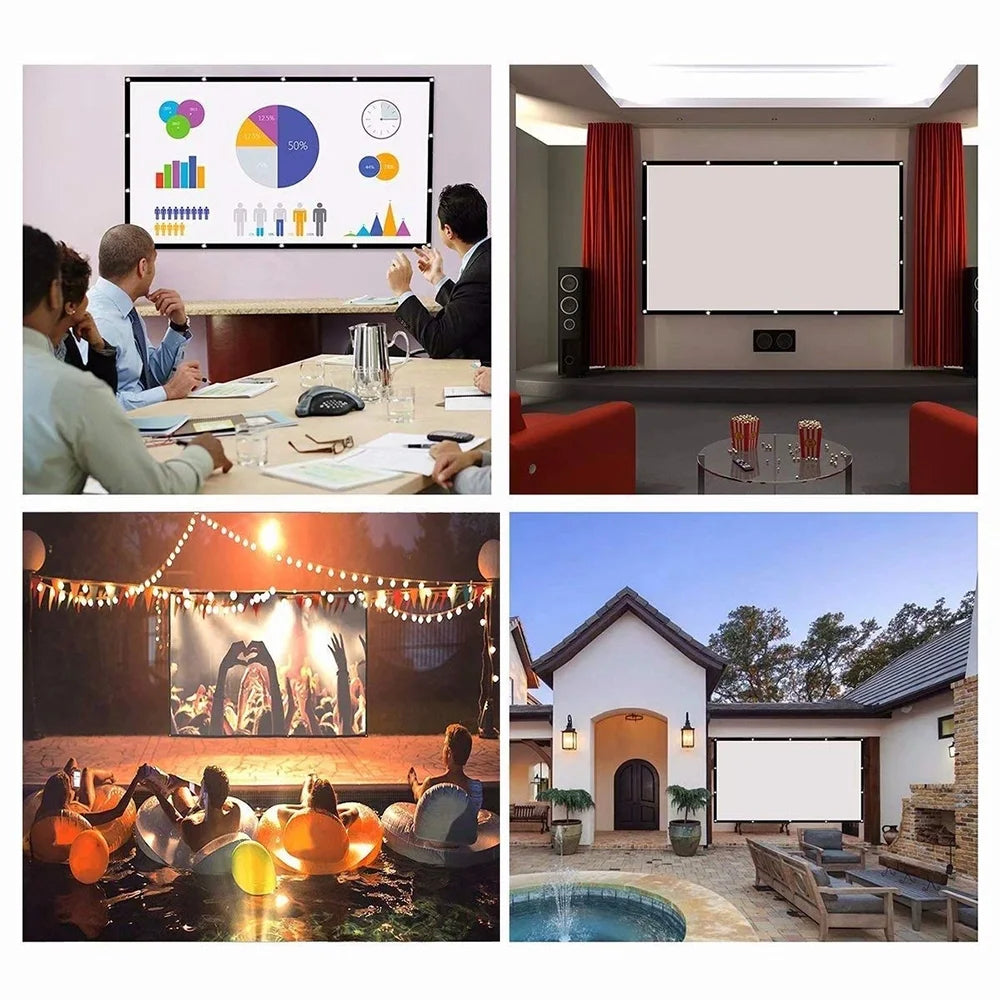 Vabogu Projector Screen 150 Inch, 4K Movie Projector Screen 16:9 HD Foldable and Portable Anti-Crease