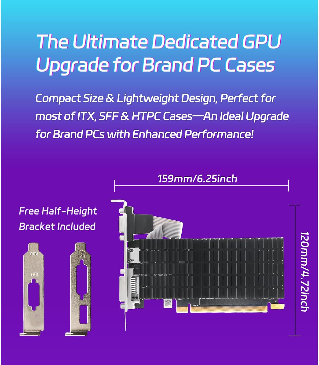 AMD Radeon R5 230 2GB DDR3 Low Profile Graphics Card,Vga/Dvi/Hdmi Port | 64-Bit 160SP Pcie X16 1.1 GPU, Passive Cooling SFF Half-Height Video Card, Supports Windows 10/8.1/7