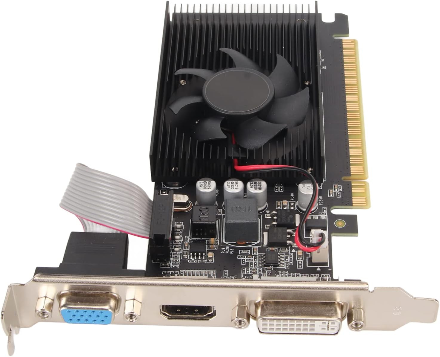 GT610 Graphics Card, 2GB 64Bit DDR3 Computer Gaming Graphics Card, DVI VGA, PCI Express 1.1 X 16, Single Cooling Fan, for Computer Desktop