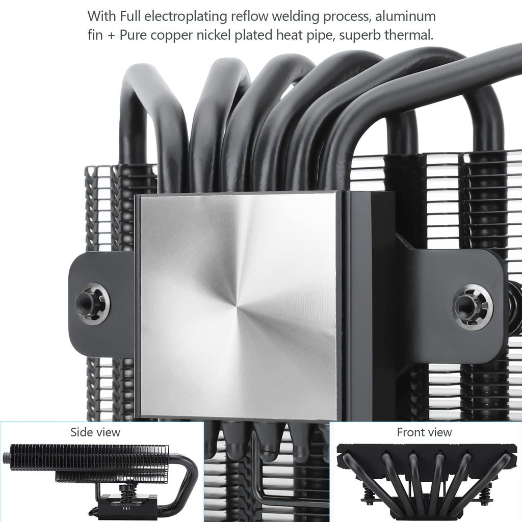 AXP120-X67 Black ARGB Low Profile CPU Air Cooler with Quite 120Mm TL-C12015B-S PWM Fan, 6 Heat Pipes, 67Mm Height Cooling, for AM4/ Am5,Intel LGA 1700/1851/1150/1151/1155/1156/1200/2011