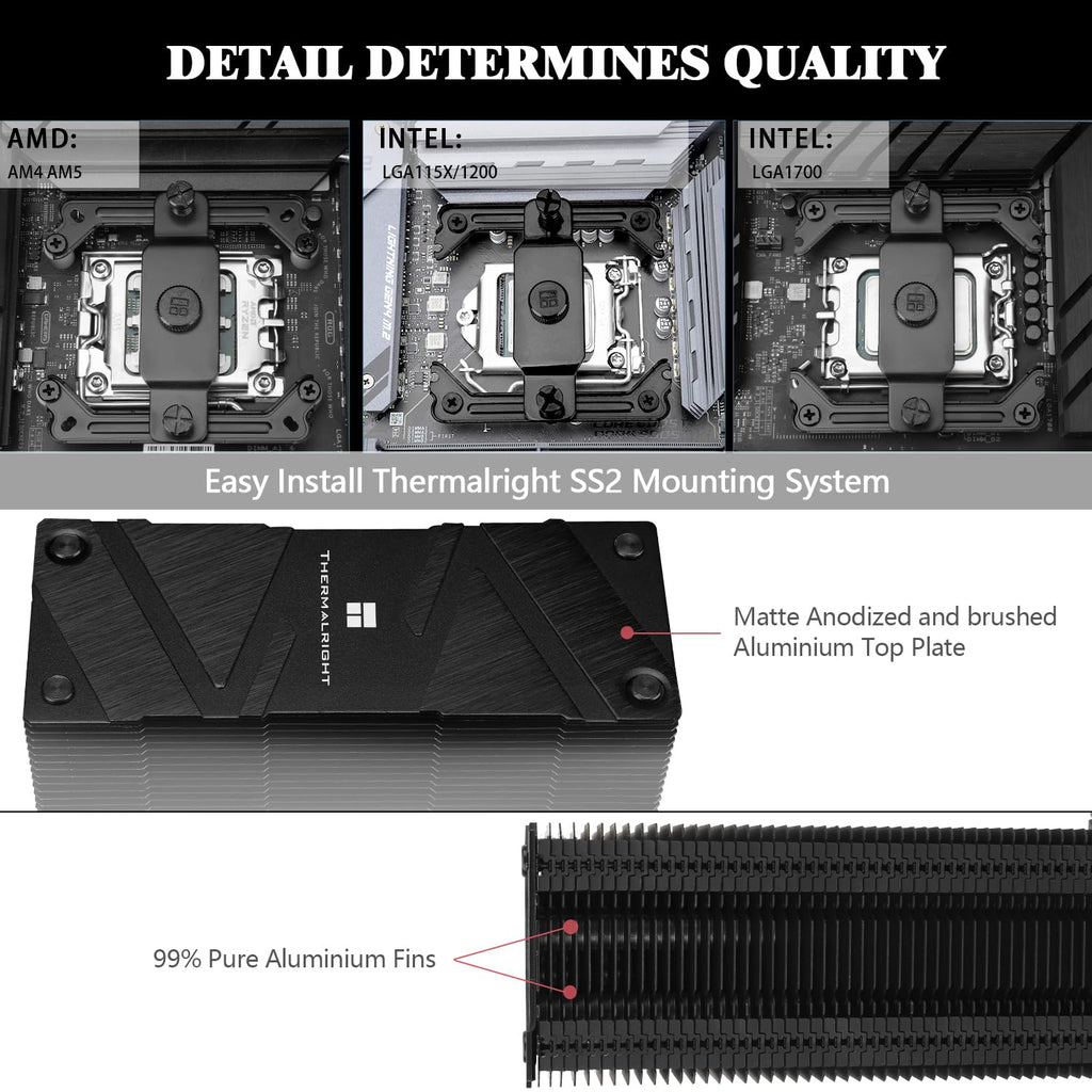Assassin Spirit 120 EVO Dark CPU Cooler,Tl-E12B V2 PWM Quiet Fan with 1850RPM, Speed,Cpu Air Cooler, Computer Black Heatsink Cooling, Support Am4/Am5,Intel 1700/1851/1150/1151/1155/1200