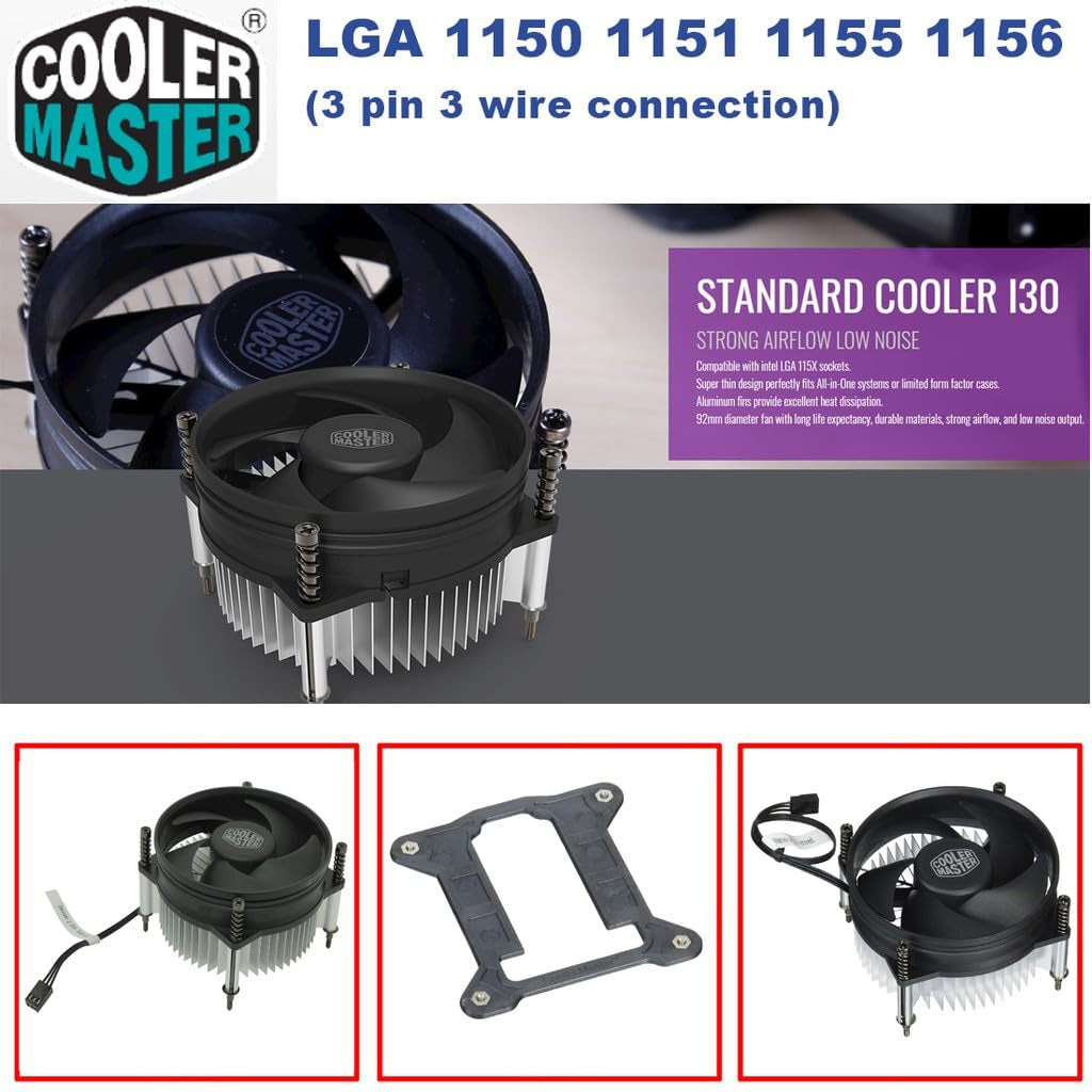 Cooler Master I30 CPU Cooler - 92Mm Low Noise Cooling Fan & Heatsink (RH-I30-26FK-R1)- for Intel Socket LGA 1150/1151 / 1155/1156 (I30)